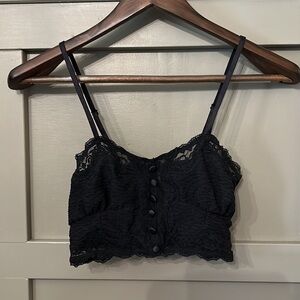 Free People Black Lace Longline Bralette Size XS